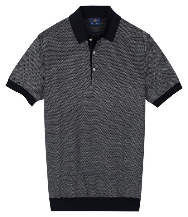 Baileys Knitted Two-Tone Jacquard Texture Polo Navy