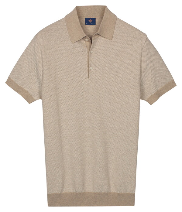 Baileys Knitted Two-Tone Jacquard Texture Polo Zand