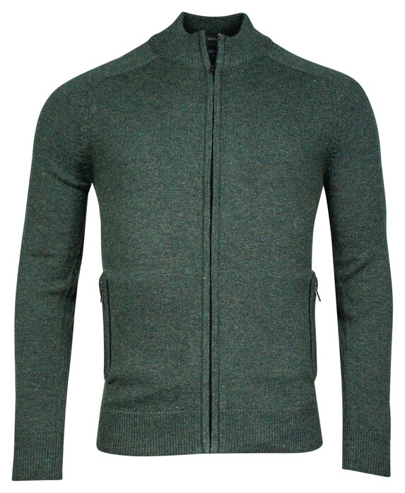 Baileys Lambswool Cardigan Zip Single Knit Vest Donker Groen