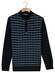 Baileys Lambswool Half Zip Allover Jacquard Pattern Knit Trui Dark Denim Blue