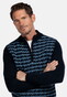 Baileys Lambswool Half Zip Allover Jacquard Pattern Knit Trui Dark Denim Blue