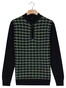 Baileys Lambswool Half Zip Allover Jacquard Pattern Knit Trui Dark Forest