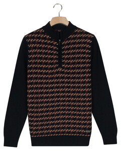 Baileys Lambswool Half Zip Allover Jacquard Pattern Knit Trui Deep Mauve