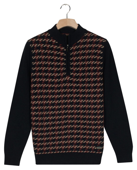 Baileys Lambswool Half Zip Allover Jacquard Pattern Knit Trui Deep Mauve