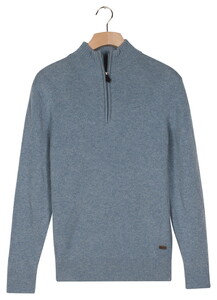 Baileys Lambswool Half Zip Argyle Jacquard Knit Pullover Faded Denim Blue