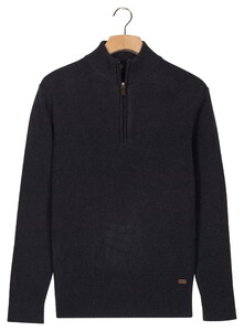 Baileys Lambswool Half Zip Argyle Jacquard Knit Pullover Navy
