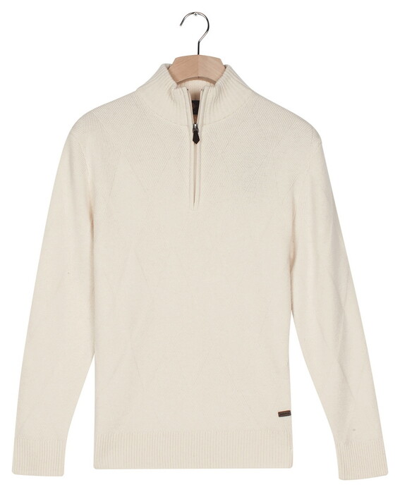 Baileys Lambswool Half Zip Argyle Jacquard Knit Trui Wit
