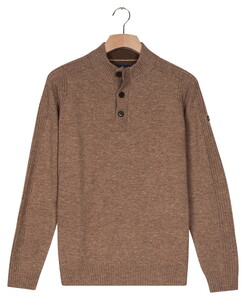 Baileys Lambswool Half Zip Buttons Sleeve Rib Details Pullover Taupe