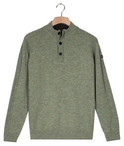 Baileys Lambswool Half Zip Buttons Sleeve Rib Details Trui Misty Green