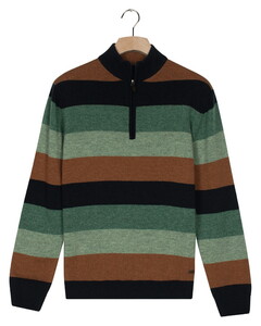 Baileys Lambswool Multistripe Half Zip Trui Dark Forest