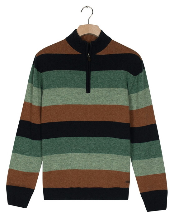 Baileys Lambswool Multistripe Half Zip Trui Dark Forest