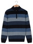 Baileys Lambswool Multistripe Half Zip Trui Navy