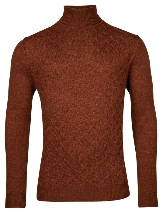 Baileys Lambswool Rollneck Fantasy Diagonal Cable Knit Trui Deep Red