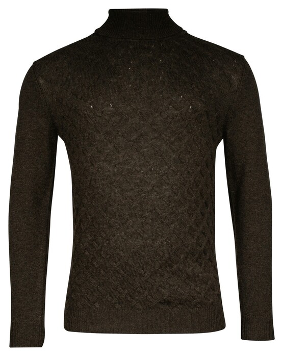 Baileys Lambswool Rollneck Fantasy Diagonal Cable Knit Trui Donker Groen