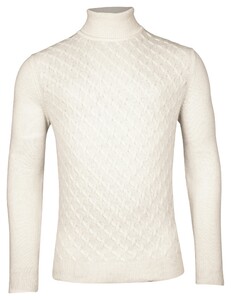 Baileys Lambswool Rollneck Fantasy Diagonal Cable Knit Trui Wit