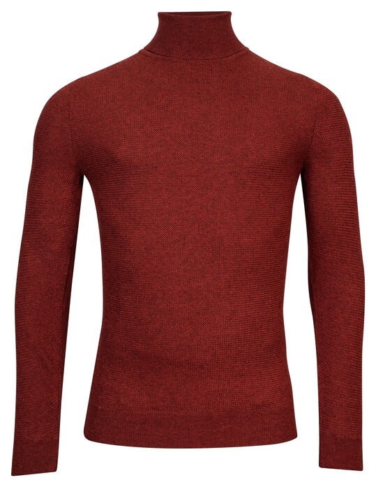 Baileys Lambswool Rollneck Ministructure Knit Trui Stone Red