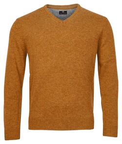 Baileys Lambswool V-Neck Single Knit Pullover Dark Gold