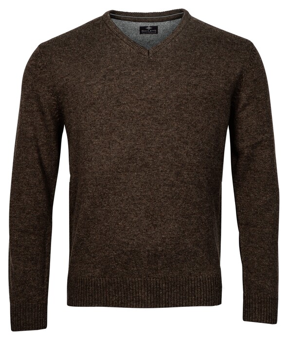 Baileys Lambswool V-Neck Single Knit Trui Dark Brown