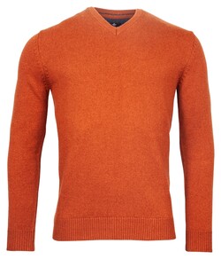 Baileys Lambswool V-Neck Single Knit Trui Dark Terra