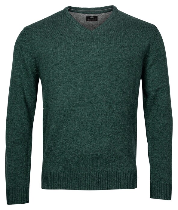 Baileys Lambswool V-Neck Single Knit Trui Donker Groen