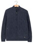 Baileys Lined Cable Pattern Full Zip Wool Blend Vest Dark Blue