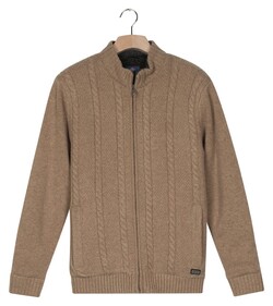Baileys Lined Cable Pattern Full Zip Wool Blend Vest Taupe