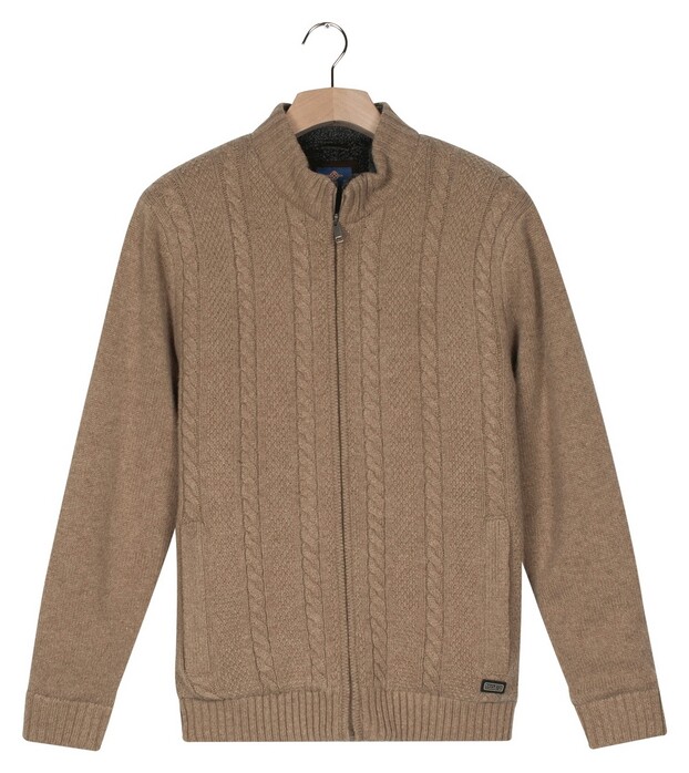 Baileys Lined Cable Pattern Full Zip Wool Blend Vest Taupe