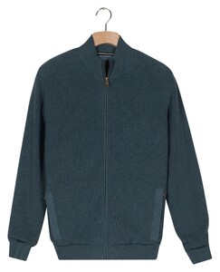 Baileys Lined Cardigan Zip Vertical Texture Mid Denim Blue