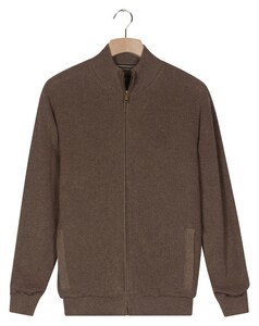 Baileys Lined Cardigan Zip Vertical Texture Vest Donker Taupe
