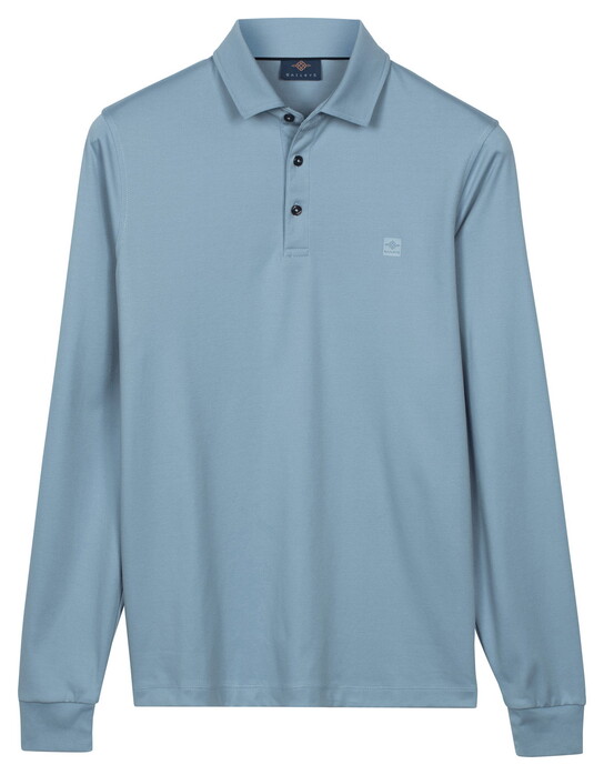 Baileys Long Sleeve Jersey Cotton Blend Polo Ocean Blue