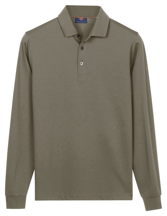 Baileys Long Sleeve Placket Buttons Polo Greige