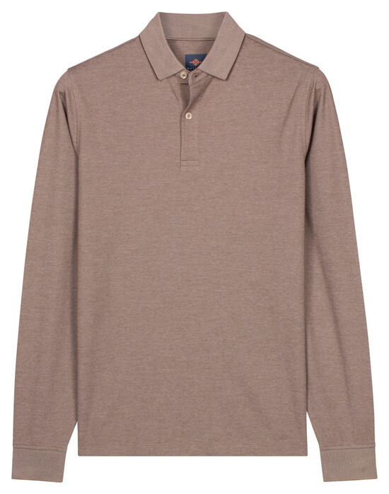 Baileys Long Sleeve Subtle Two-Tone Poloshirt Brown