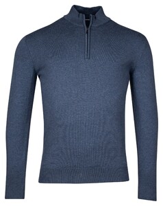 Baileys Luxury Pima Cotton Half Zip Collar Single Knit Trui Deep Denim Blue