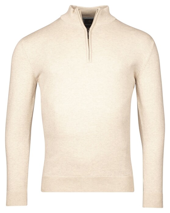 Baileys Luxury Pima Cotton Half Zip Collar Single Knit Trui Kitt Melange
