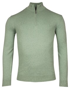 Baileys Luxury Pima Cotton Half Zip Collar Single Knit Trui Misty Green Melange