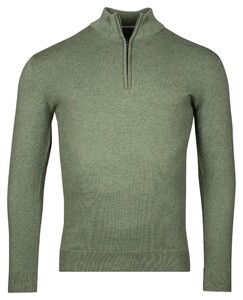 Baileys Luxury Pima Cotton Half Zip Collar Single Knit Trui Olive Green Melange