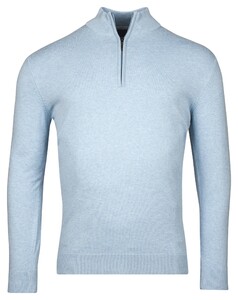Baileys Luxury Pima Cotton Half Zip Collar Single Knit Trui Pastel Blauw Melange