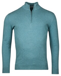 Baileys Luxury Pima Cotton Half Zip Collar Single Knit Trui Sky Blue Melange