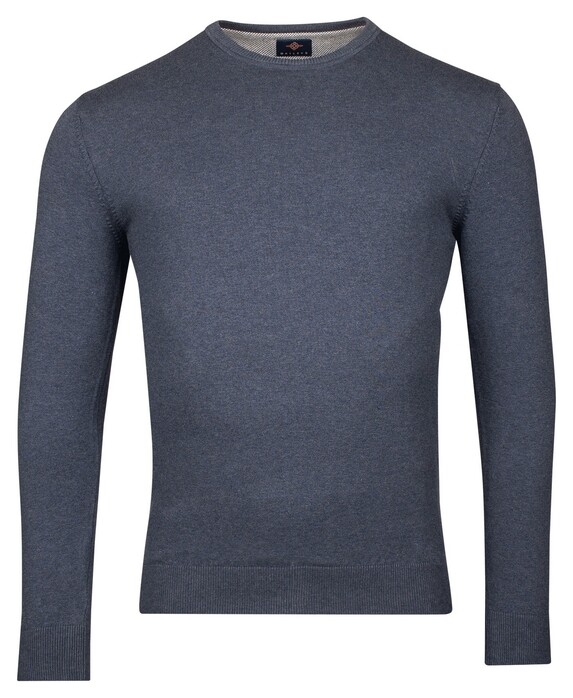 Baileys Luxury Pima Cotton Uni Color Crew Neck Single Knit Trui Deep Denim Blue