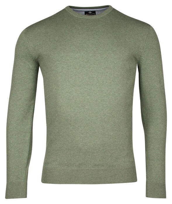 Baileys Luxury Pima Cotton Uni Color Crew Neck Single Knit Trui Olive Green Melange
