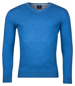 Baileys Luxury Pima Cotton V-Neck Single Knit Pullover Bright Cobalt