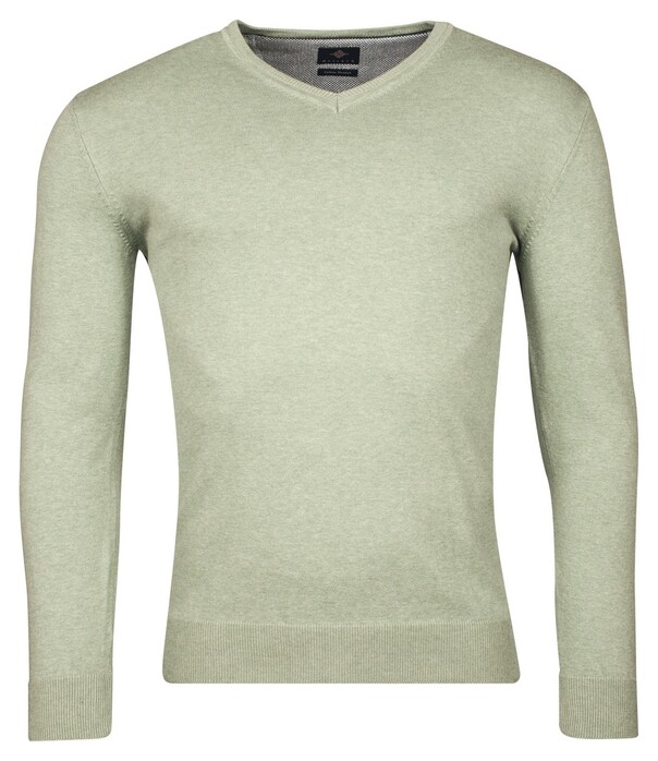 Baileys Luxury Pima Cotton V-Neck Single Knit Pullover Misty Green Melange