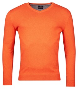 Baileys Luxury Pima Cotton V-Neck Single Knit Pullover Orange