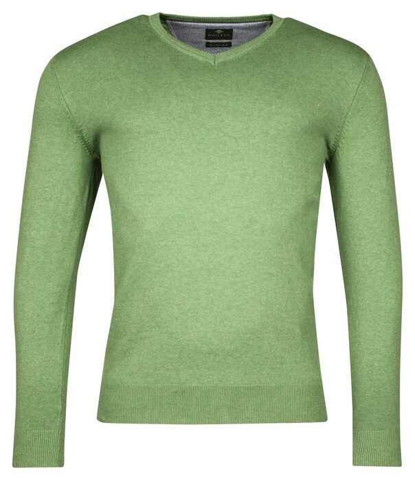 Baileys Luxury Pima Cotton V-Neck Single Knit Trui Appel