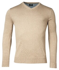 Baileys Luxury Pima Cotton V-Neck Single Knit Trui Beige