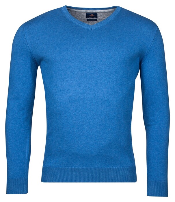 Baileys Luxury Pima Cotton V-Neck Single Knit Trui Bright Cobalt