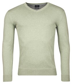 Baileys Luxury Pima Cotton V-Neck Single Knit Trui Misty Green Melange