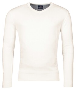 Baileys Luxury Pima Cotton V-Neck Single Knit Trui Off White
