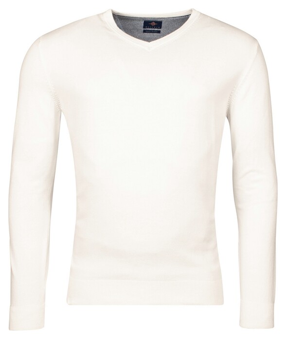 Baileys Luxury Pima Cotton V-Neck Single Knit Trui Off White