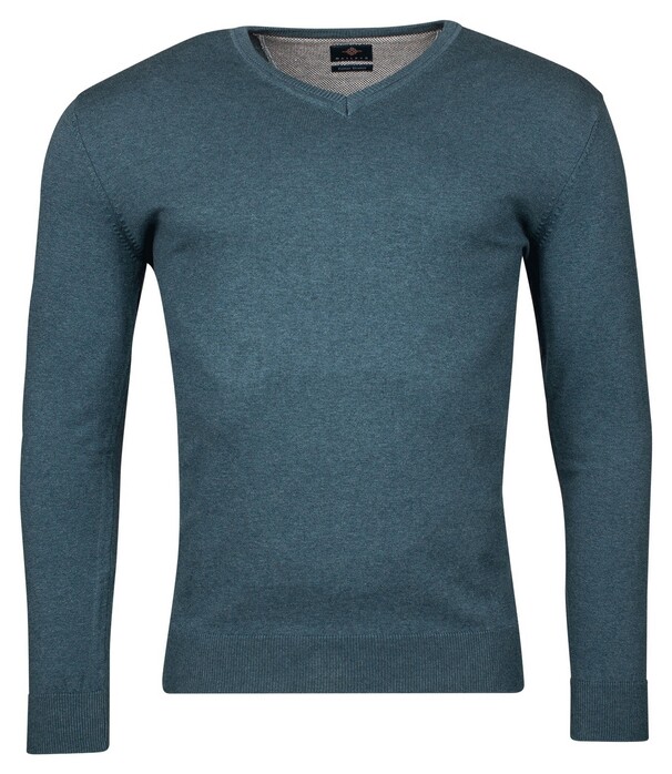 Baileys Luxury Pima Cotton V-Neck Single Knit Trui Steel Blue